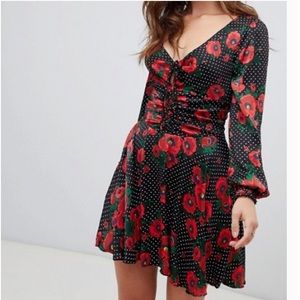Free People Morning Light poppy and spot mini dress